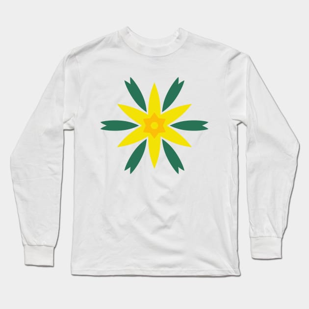 Daffodil Starflower (Yellow Green) Long Sleeve T-Shirt by John Uttley